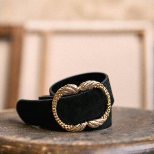 Sezane Artemis Belt Black Suede Size 80 Sm/Med NWT